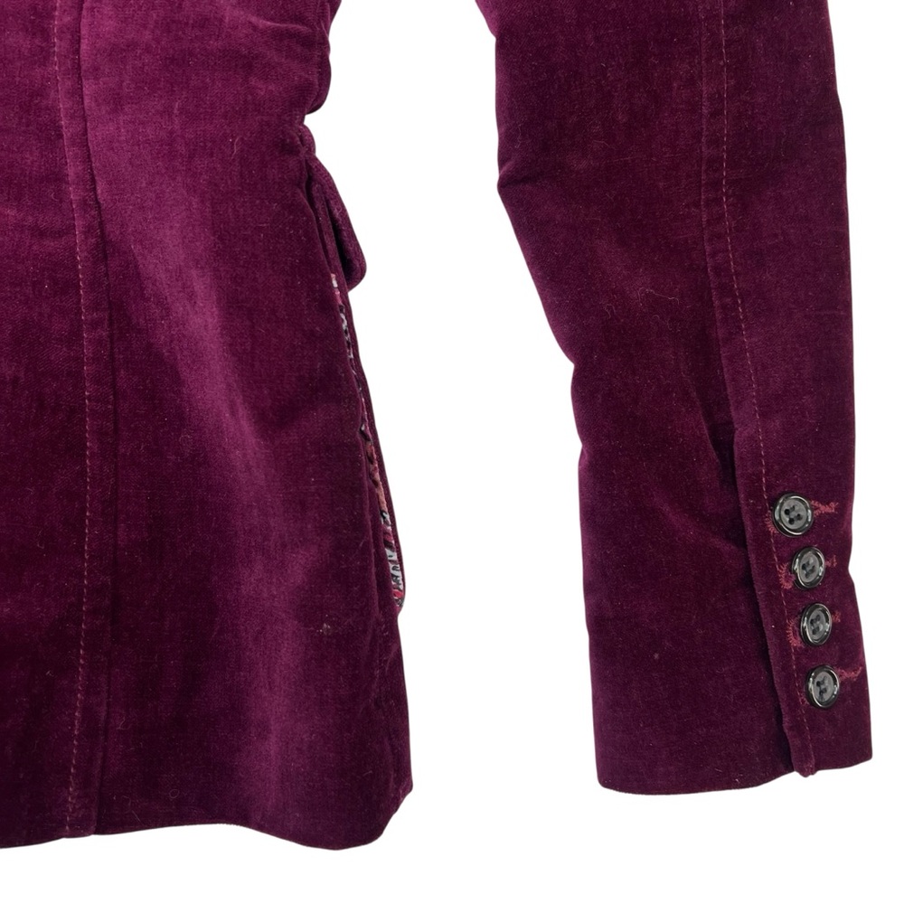 Anthropologie Plenty‎ Y2K Burgundy Velvet Blazer Jacket 4 - Picture 7 of 8